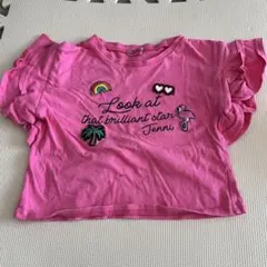 ピンク フリル袖 Tシャツ 120cm