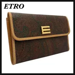 【極美品】 Etro エトロ 三つ折り財布 総柄 レザー ゴールドロゴのサムネイル