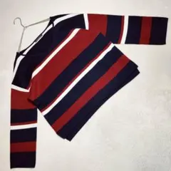 美品★INGNI ニット 長袖 厚手 トリコロール ボーダー カジュアル M