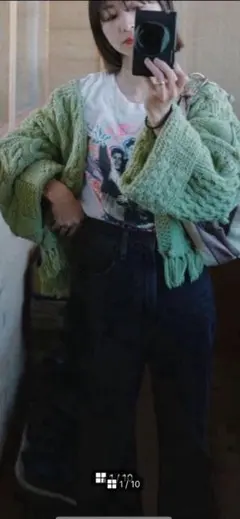 PUR patchwork handknit gown（short）