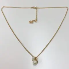 美品 Christian Dior フェイクパール ラインストーン ネックレス