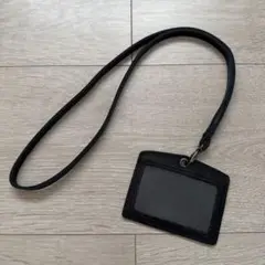 ブラック　ソフトレザー　パスケース　定期入れ　ハンドメイド