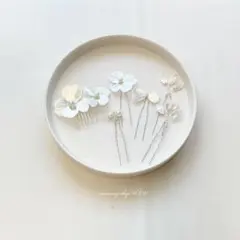 シルバーフラワー 髪飾り パール ヘッドドレス 成人式 結婚式 ブライダル 振袖