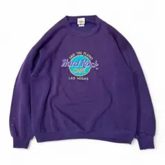 【激レア】90s アメリカ製 ハードロックカフェ 刺繍 スウェット パープル M 激レア】90s アメリカ製 ハードロックカフェ 刺繍 スウェット