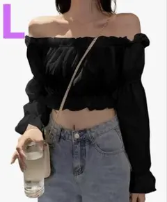 ブラウス トップス オフショルダー レディース シャツ おしゃれ 春夏秋 黒