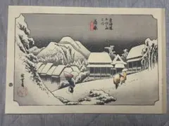 우타가와 히로시게 도카이도 53 칸바라 나이트 스노우 우키요에 목판