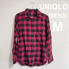UNIQLO メンズ フランネルチェックシャツ M 赤 レッド