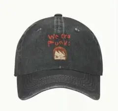 奈良美智【新品】キャップ　男女兼「we are punks」　墨黒/ユーズド加工