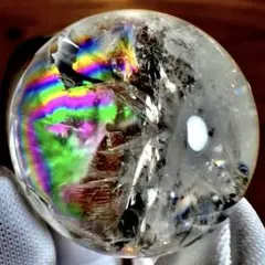 超超特大 120mm レインボーゴールドルチルクォーツ 金針水晶
