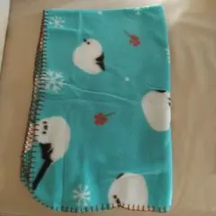 シマエナガ&雪の結晶ザインのフリースブランケット