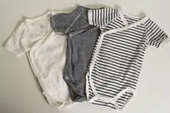 プチバトー 半袖あわせボディ 3枚セット 肌着 ロンパース 6M 67cm