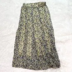 ロングフレアスカート 小花柄 Aライン ウエストゴム ギャザー ゆったり 華やか