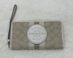 COACH 長財布 ベージュ ストライプ