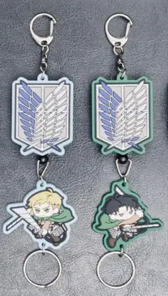 AIR TWOKYO 進撃の巨人 リールキーホルダー リヴァイ　エルヴィン