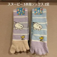 スヌーピー 5本指ソックス 2足セット ボーダー柄 23-25cm