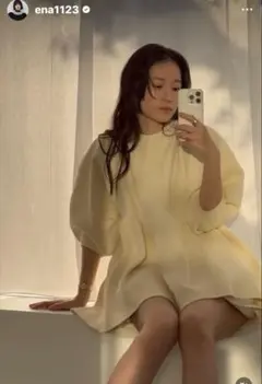 CLANE BALLOON SLEEVE GATHER KNIT TOPS