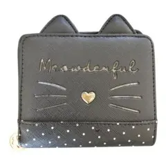 猫耳 二つ折り財布 Meowdenful ドット柄