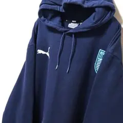 プーマ モンテレーベイユニオン 刺繍 スウェットパーカーネイビー紺色L古着