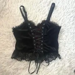 レースアップベルベットキャミソール