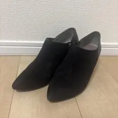 銀座かねまつ ブーティ ミススレンダー レザー スエード 24cm 黒 ブラック