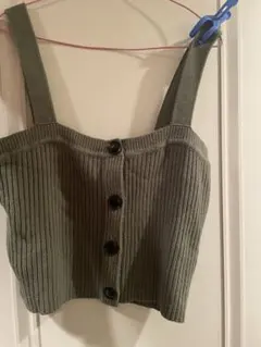 GU フロントボタンニットビスチェ XL カーキ