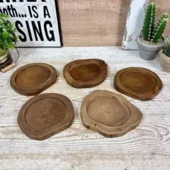 オールドチーク無垢木製ウッドミニトレー5枚セット小物入れインテリア雑貨