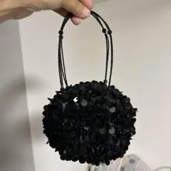 黒いビーズ装飾パーティーバッグ