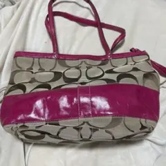 COACH コーチ　シグネチャー　キャンバス　トートバッグ　ピンク