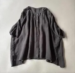 USED / スタンドカラー ノースリーブ リネン シャツ トップス 麻 