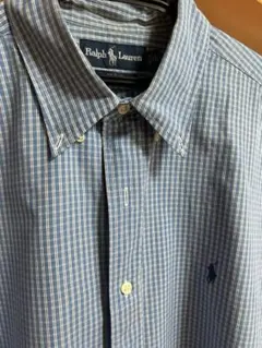 【美品】Ralph Lauren Blake XL 青系チェックシャツ