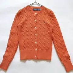 復刻現行✨ポロラルフローレン ケーブルニットカーディガン オレンジ ポニー XS