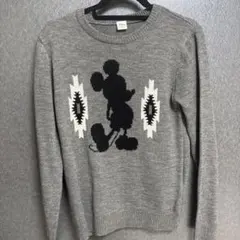 Disney ミッキーマウス ニットセーター M グレー