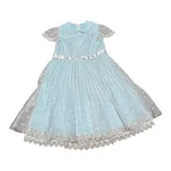 女の子 水色ドット柄ドレス 130cm