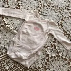 ☆お値下げ☆60(3M)プチバトー ピンク×ボーダーロンパース