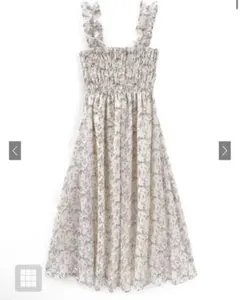 フリルショルダー花柄フレアワンピース[ru1155] アイボリー