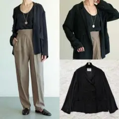 美品✨ウィムガゼット 長谷川京子さんコラボ シルクジャケット 2022SS 黒のサムネイル