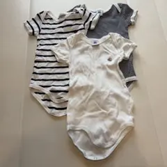 プチバトー　半袖ボディスーツ 3枚セット