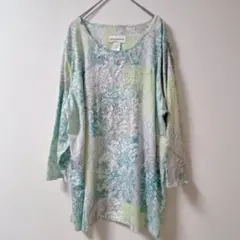 美品 alfred dunner ビジュー付 チュニック エメラルド L