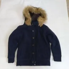 ネイビー フリース風 パーカー ファー付き