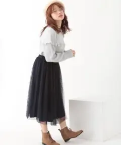 earth music&ecology チュールミディスカート