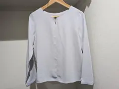 ライトパープル 長袖ブラウス バックジップ