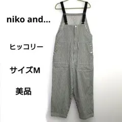 ニコアンド　ストライプ柄オーバーオール サロペット　ヒッコリー