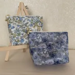 ハンドメイド　リバティ　ポケットティッシュケース付きポーチ　セット③