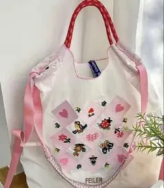 新品 未使用 FEILER 花柄刺繍 エコバッグ ストラップ付き - メルカリ