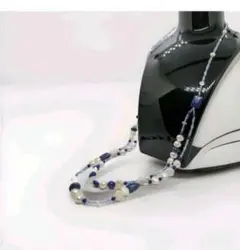 ラピスラズリと水晶 と淡水パール ロングネックレス