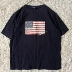 【良品✨】ポロバイラルフローレン Tシャツ アメリカ 国旗 星条旗 紺のサムネイル