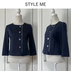 【美品】東京スタイル/STYLE ME 七分袖ノーカラージャケット