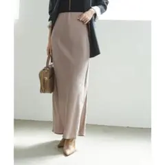 noble キュプラサテンナローAラインスカート （グレーA）