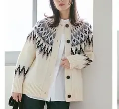 美品✨️23区 ノルディックニットカーディガン アイボリー　32