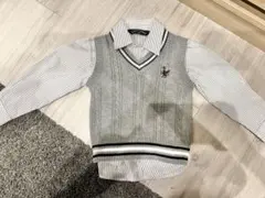 グレー ストライプ ベスト付きシャツ　95cm